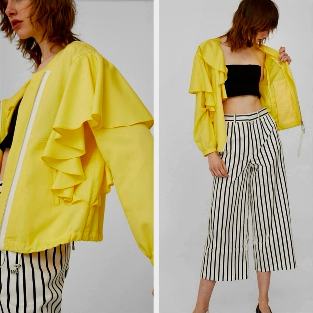 NWT Mango Raffled Yellow Jacket
